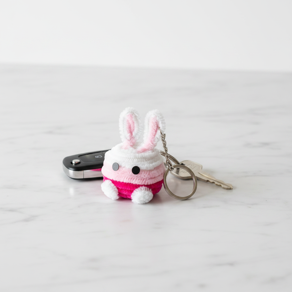 Bunny Boo Keychain | Handcrafted Chenille Stem Plush Bunny Bag Charm