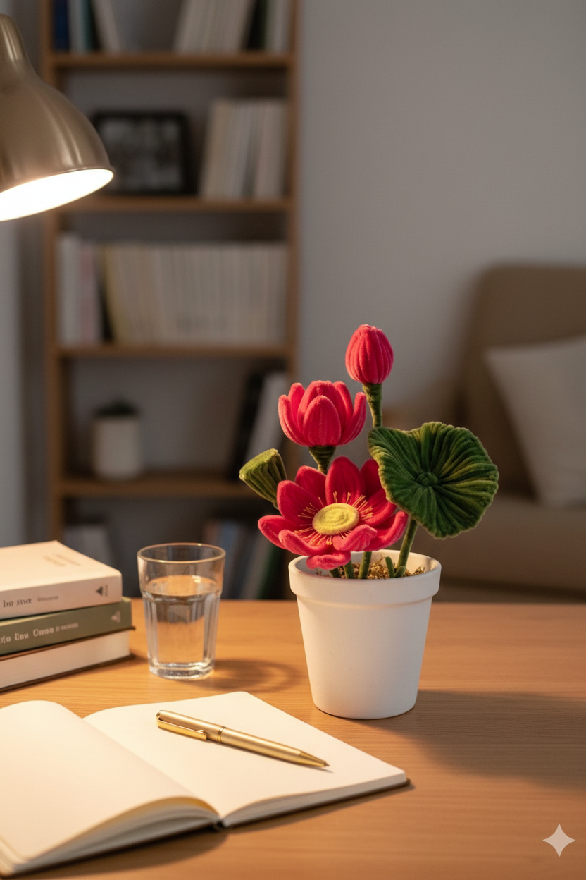 Red Lotus Pot - Study Table