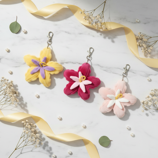 3-Pack Flower Keychains - Marble Flat Lay