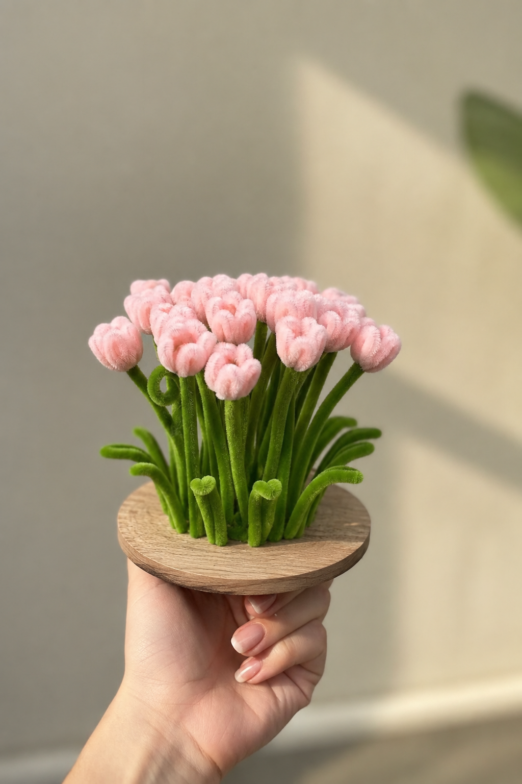 Pink Tulip Dancing Flower Decor — Handmade Floral Art