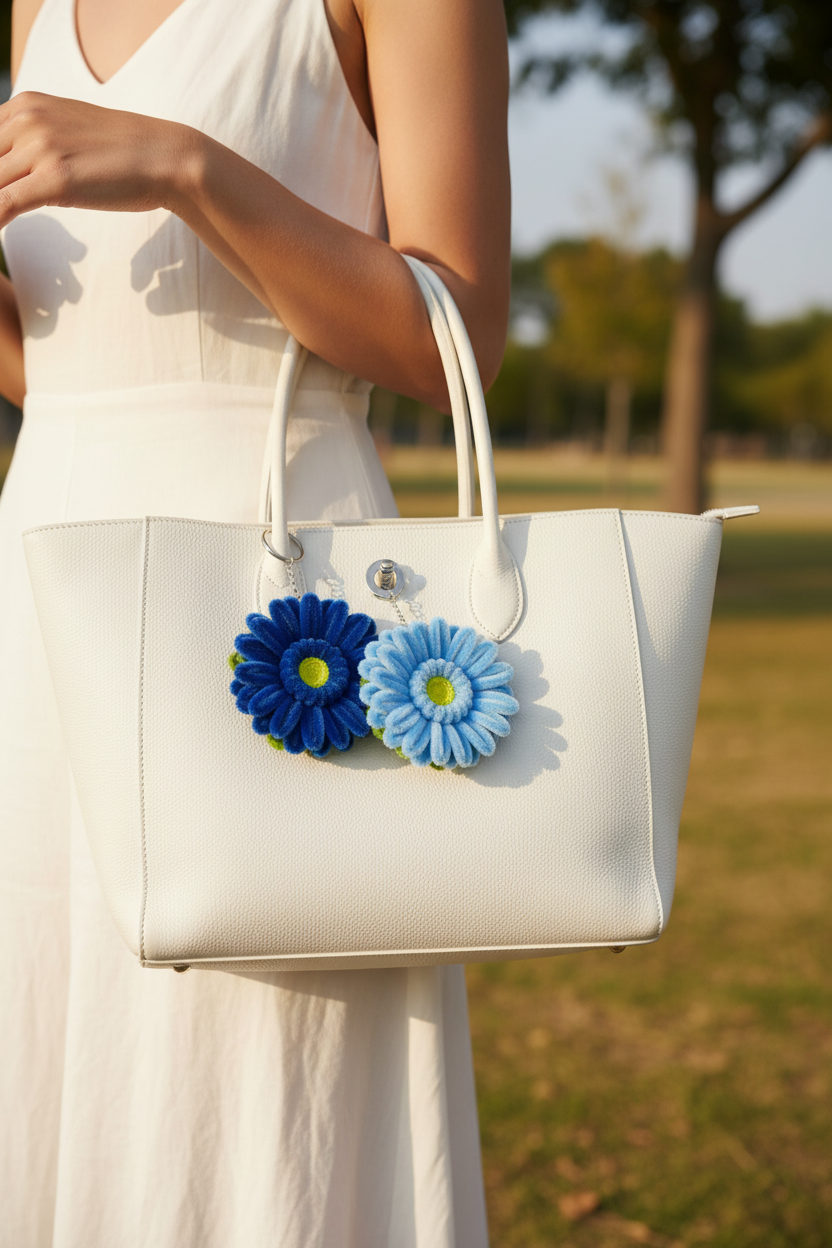 Blue Daisy Keychains - Tote Bag