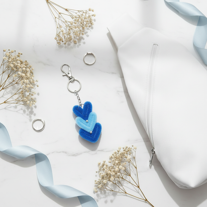 Blue Heart Keychain - Marble Flat Lay