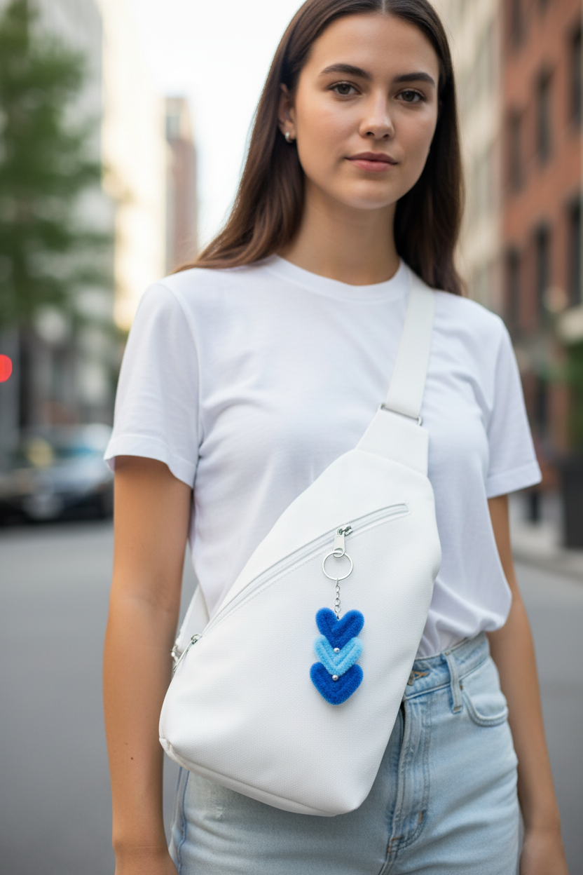 Blue Heart Keychain - Street Style