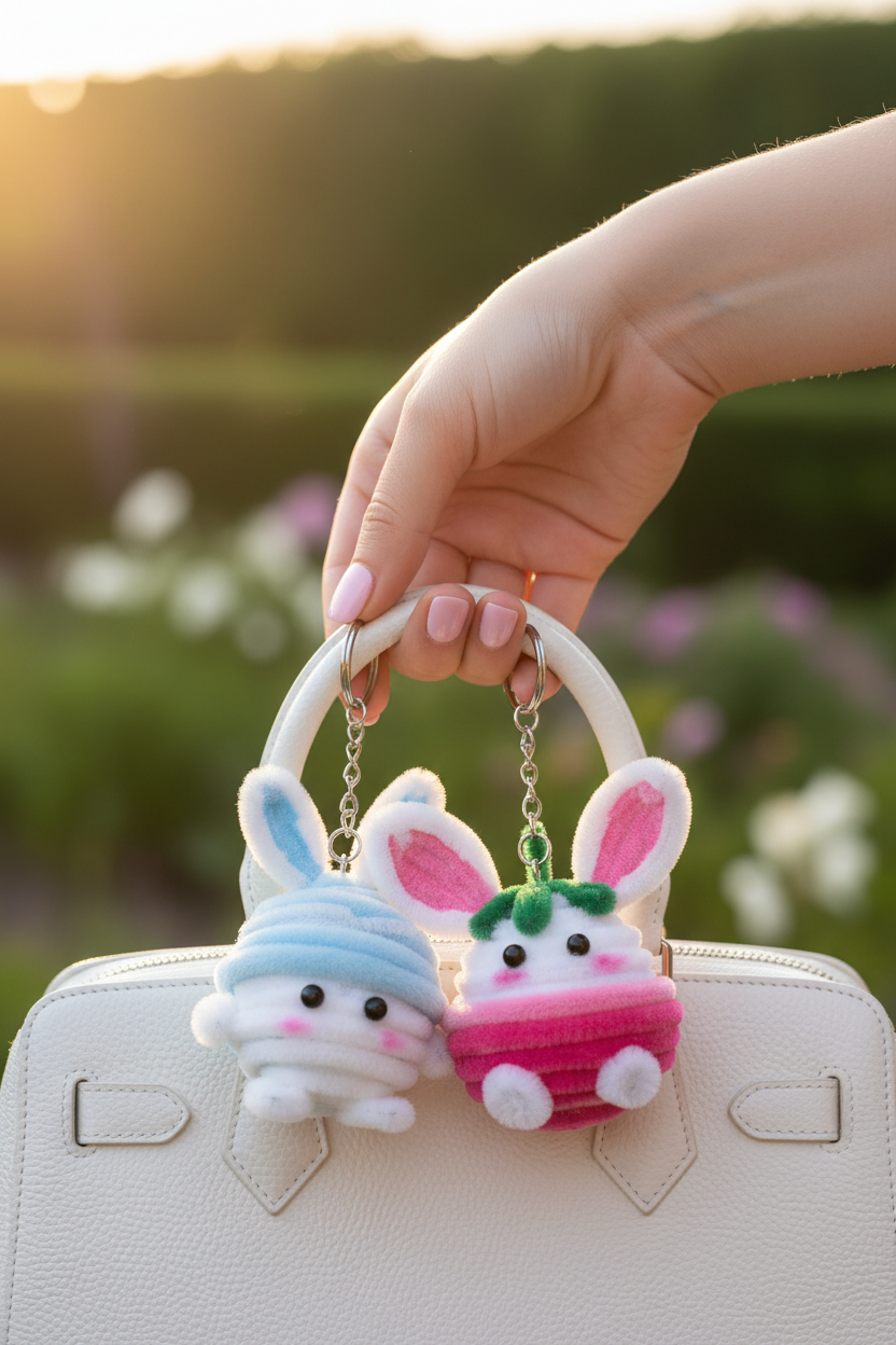 Blue & Pink Bunny Keychains - Handbag Lifestyle