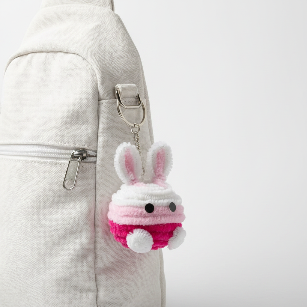 Bunny Boo Keychain | Handcrafted Chenille Stem Plush Bunny Bag Charm