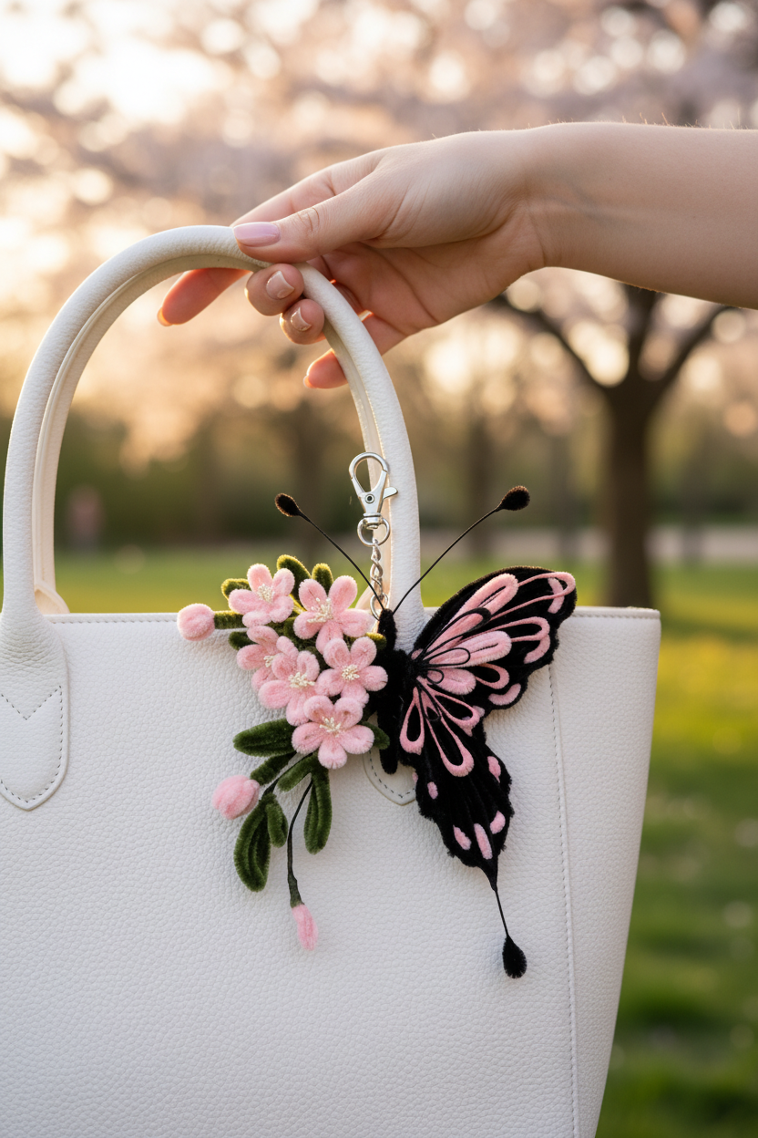 Butterfly Flower Keychain - Tote Bag