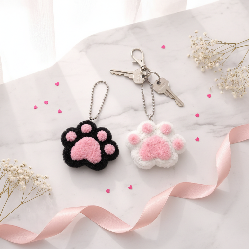 Cat Paw Keychains - Keys on Marble