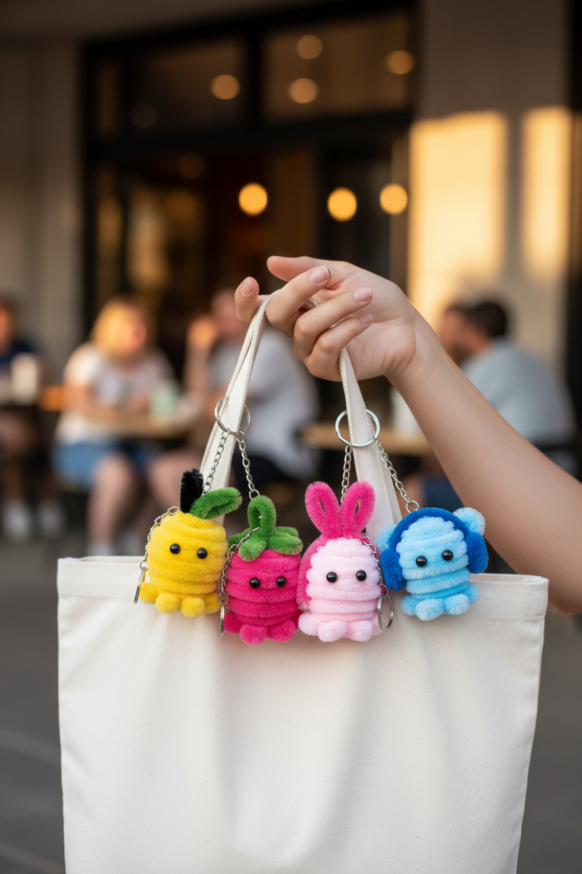 Character Keychains - Tote Bag Lifestyle
