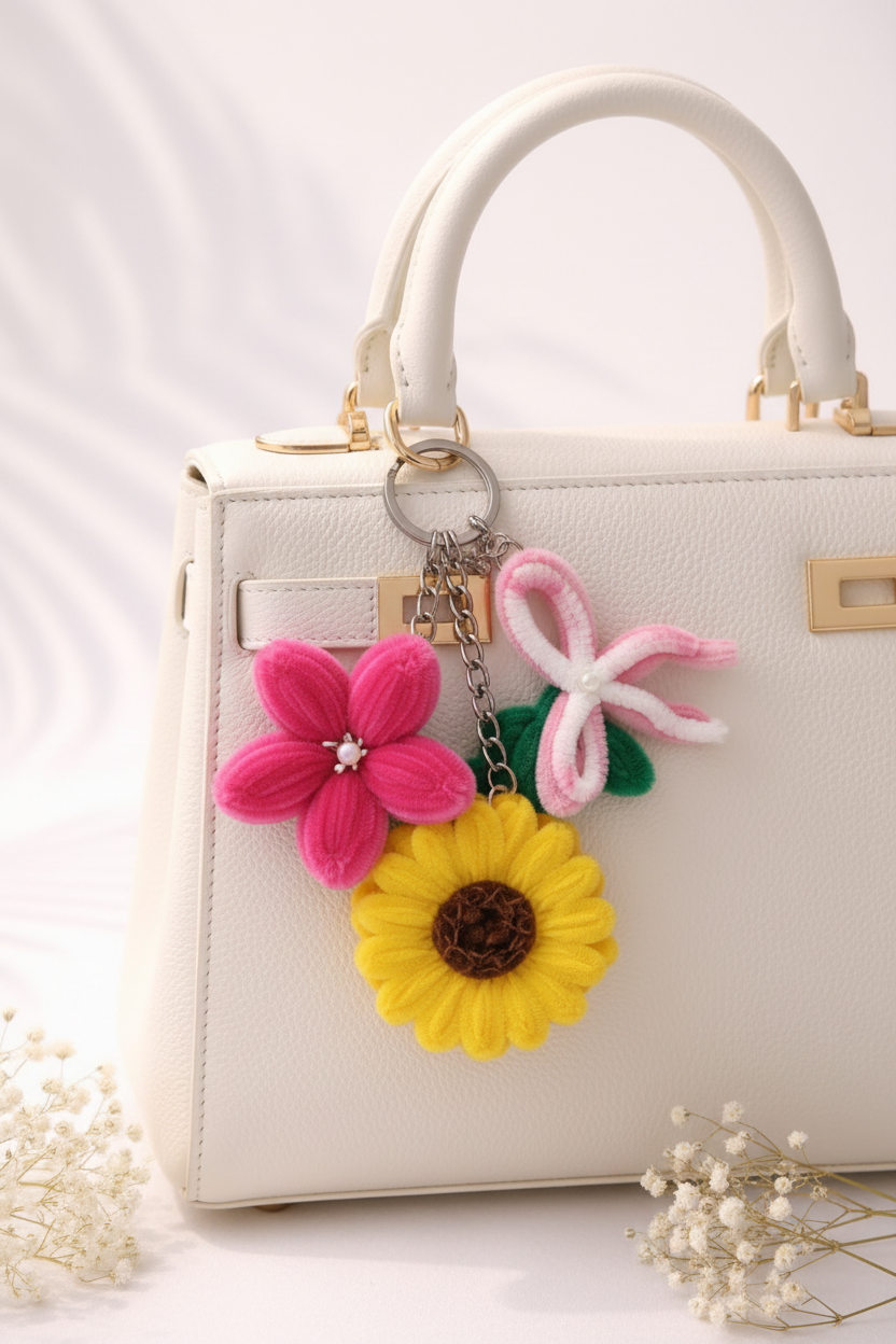 Flower Charm Keychain - Handbag Lifestyle