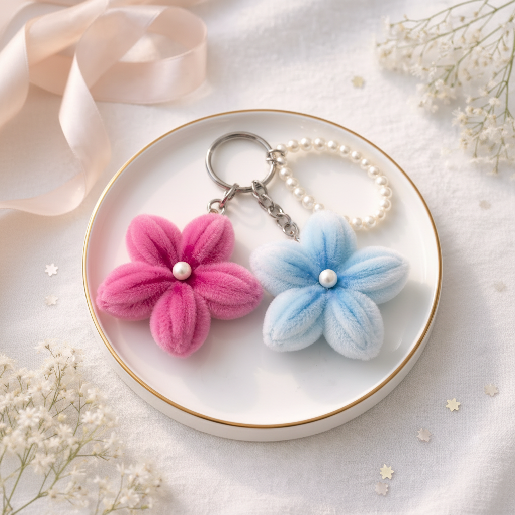 Flower Keychains - Flat Lay Together
