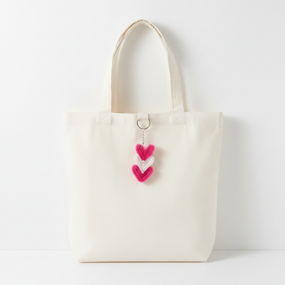 Fluffy Heart Keychain | Plush Chenille Bag Charm with Pearl Detail
