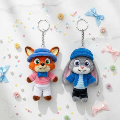 Fox & Bunny Keychains - Kawaii Flat Lay