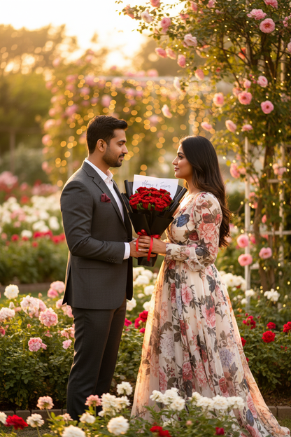 Indian couple - garden fairy lights