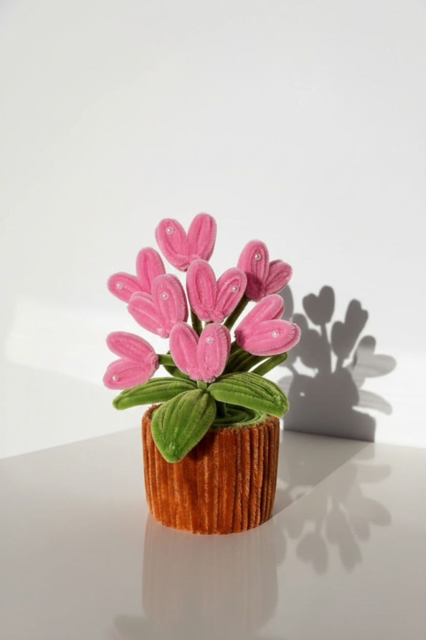 Heart Bloom | Handcrafted Chenille Stem Heart Flower Plant