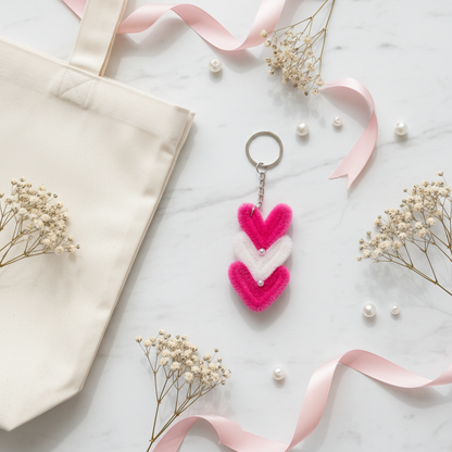 Pink Heart Keychain - Marble Flat Lay