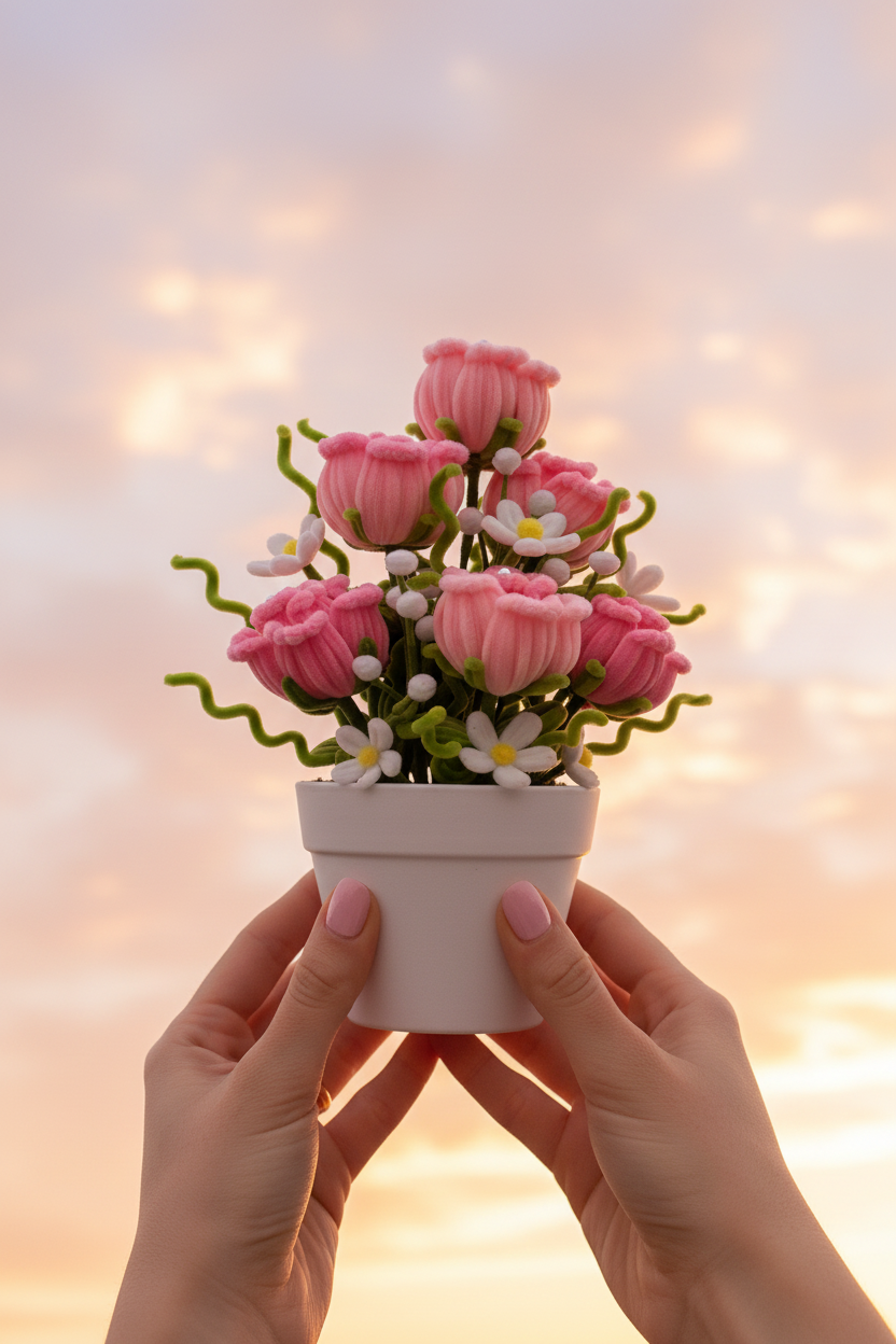 Pink Rosebud Bouquet - Sunset Sky