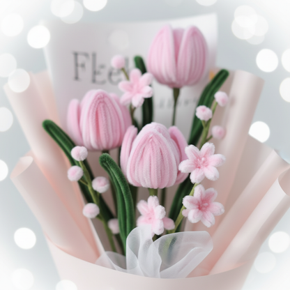 Pink Tulip Bouquet - Close-Up Zoomed Out