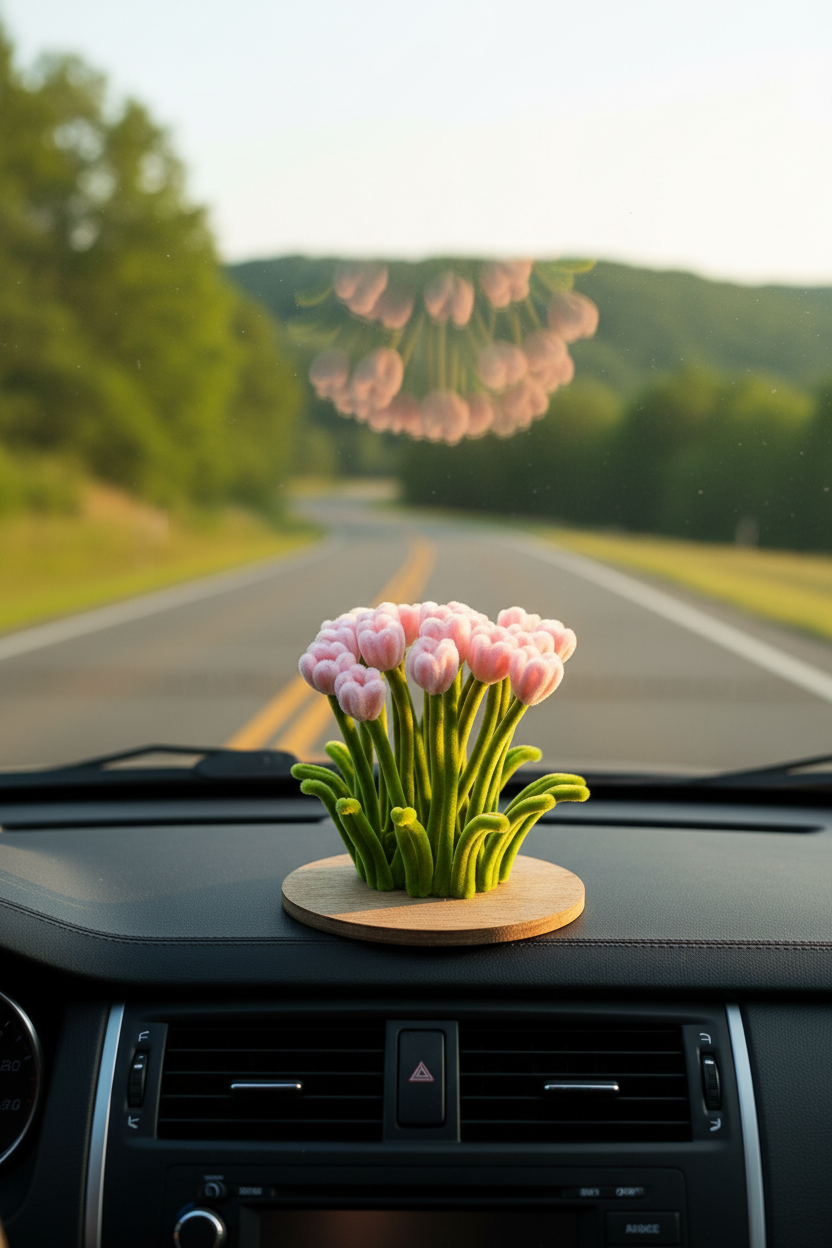 Pink Tulip Garden - Car Dashboard