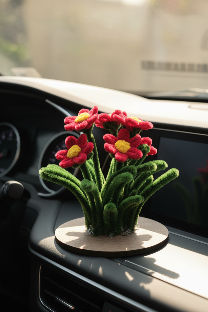 Red Daisy Garden - Car Dashboard