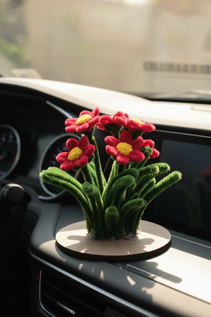 Red Daisy Garden - Car Dashboard