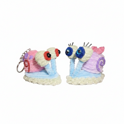 Love at First Slime | Pack of 2 Handcrafted Chenille Stem Snail Couple Keychain Set