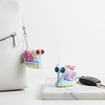 Love at First Slime | Pack of 2 Handcrafted Chenille Stem Snail Couple Keychain Set