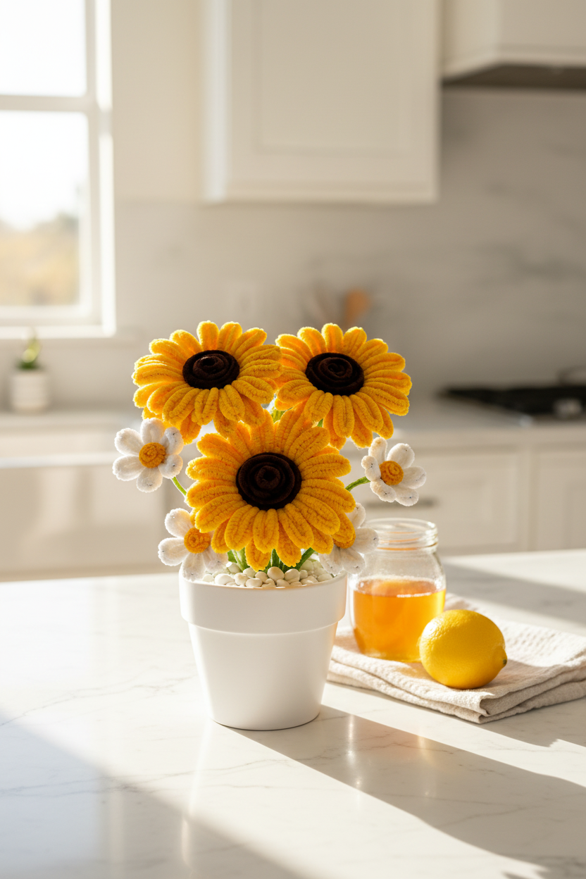 Sunflower & Daisy Pot - Kitchen Lifestyle