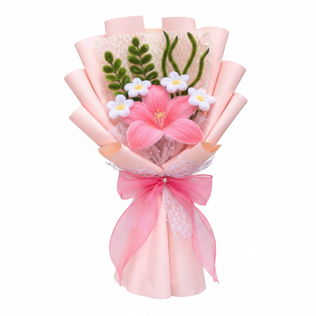 Handmade Pink Hibiscus Bouquet — Forever in Bloom