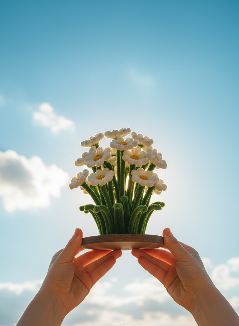 White Daisy Garden - Held Against Sky